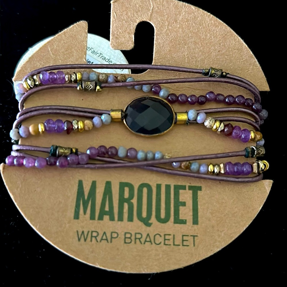 Marquet wrap bracelet amethyst oval handmade semiprecious stones crystal